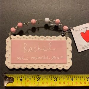 Department 56 Ceramic  Ornament Name Tags New Rachel